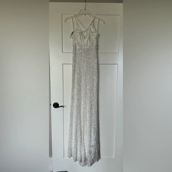 La Femme White Sequin Gown 2 - Picture 3 of 7